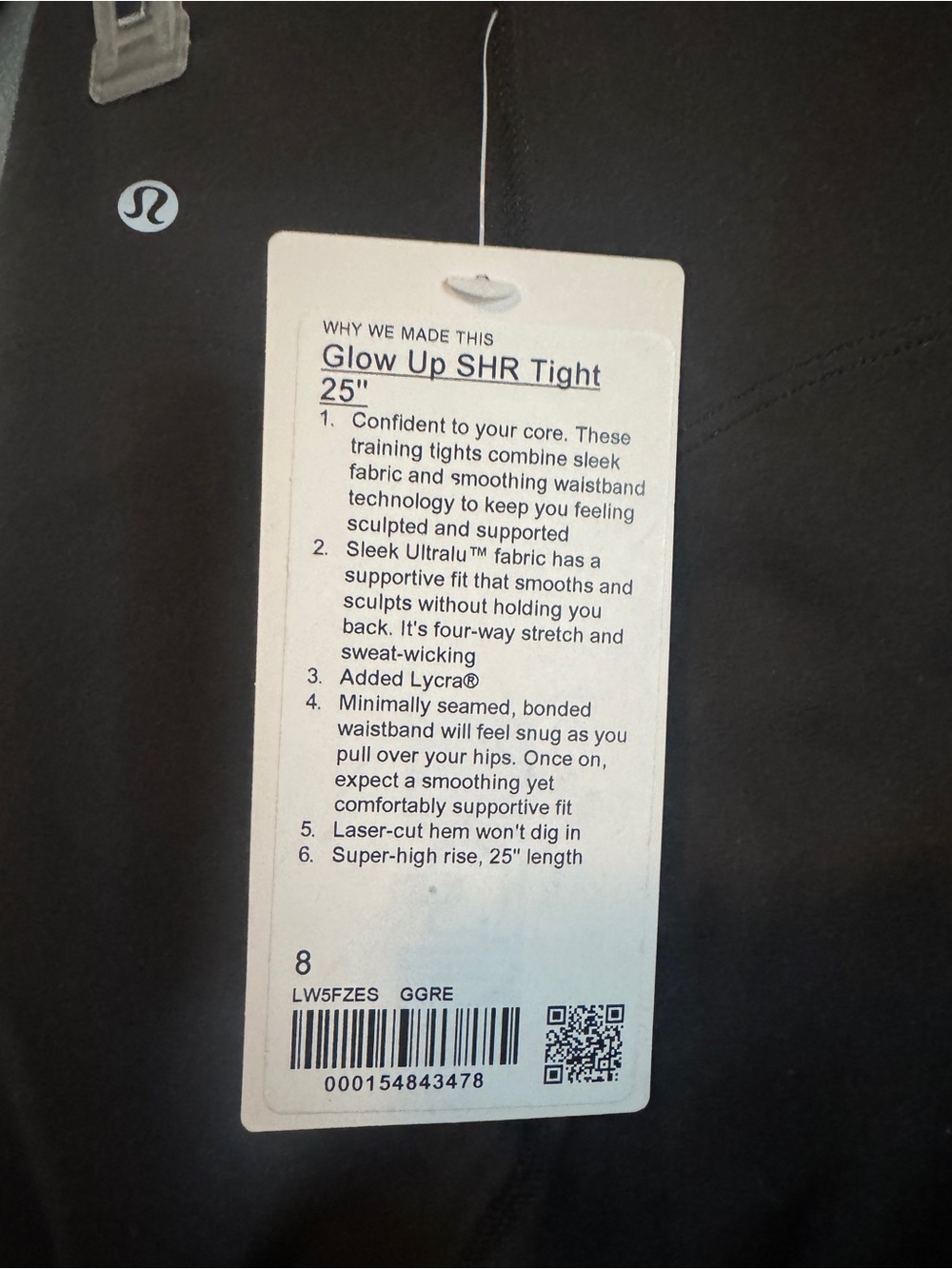 lululemon athletica Glow Up SHR Tight 25" in Black sz 8